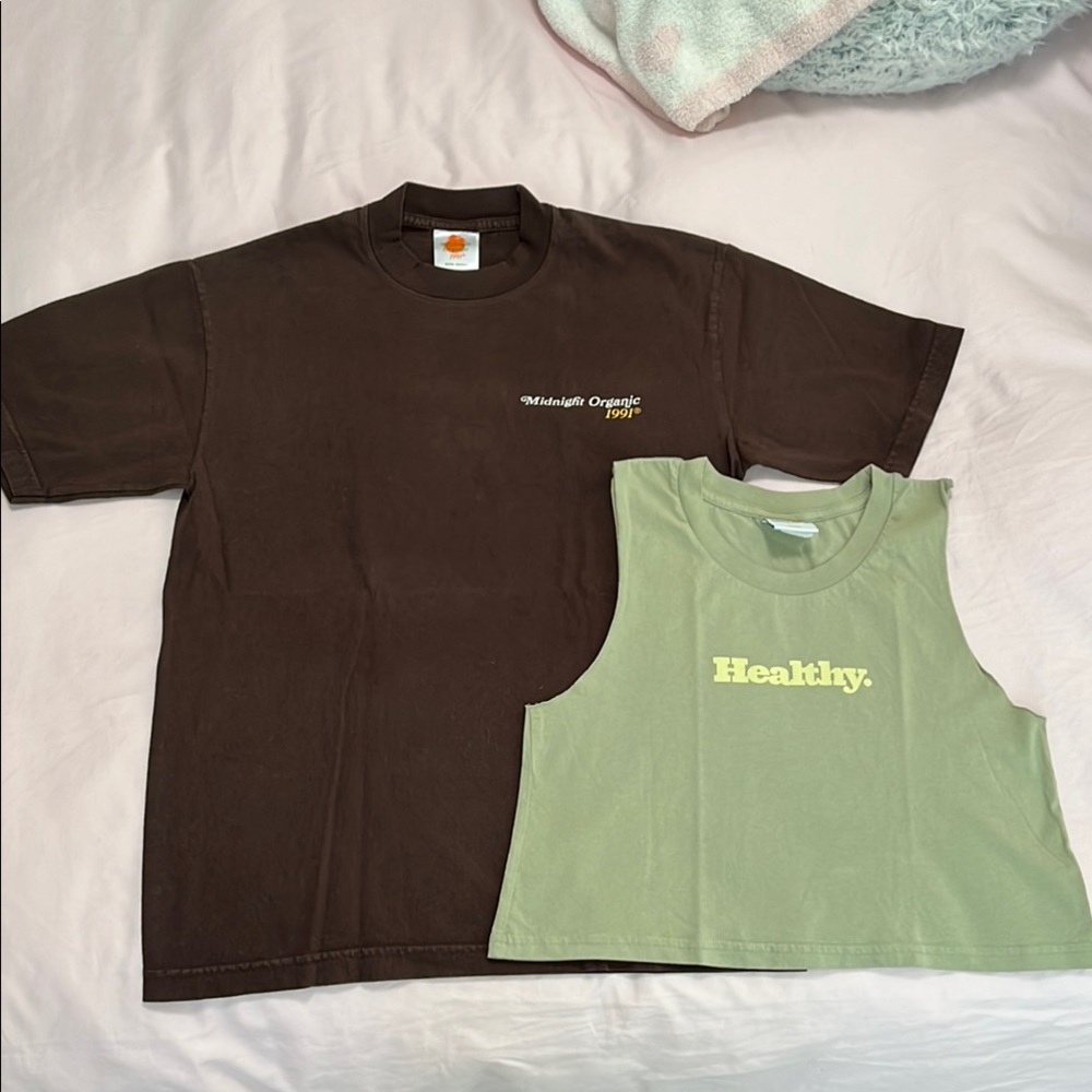 Lot of 2 Larry June Midnight Organic Tee and Tank size Small